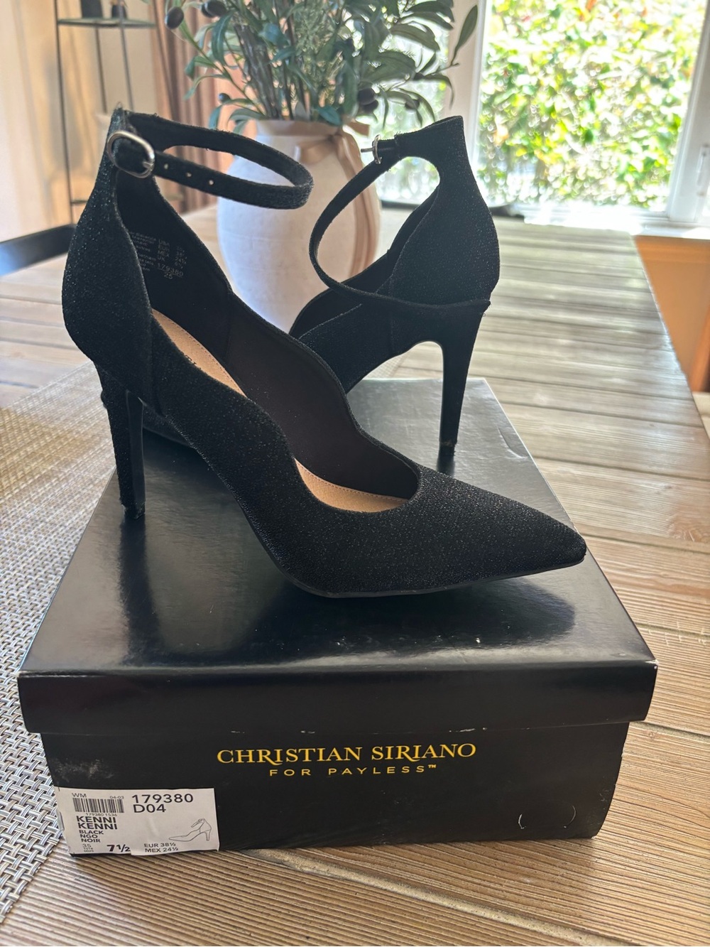 Christian Siriano Black Ankle Strap Pumps size 7 1/2